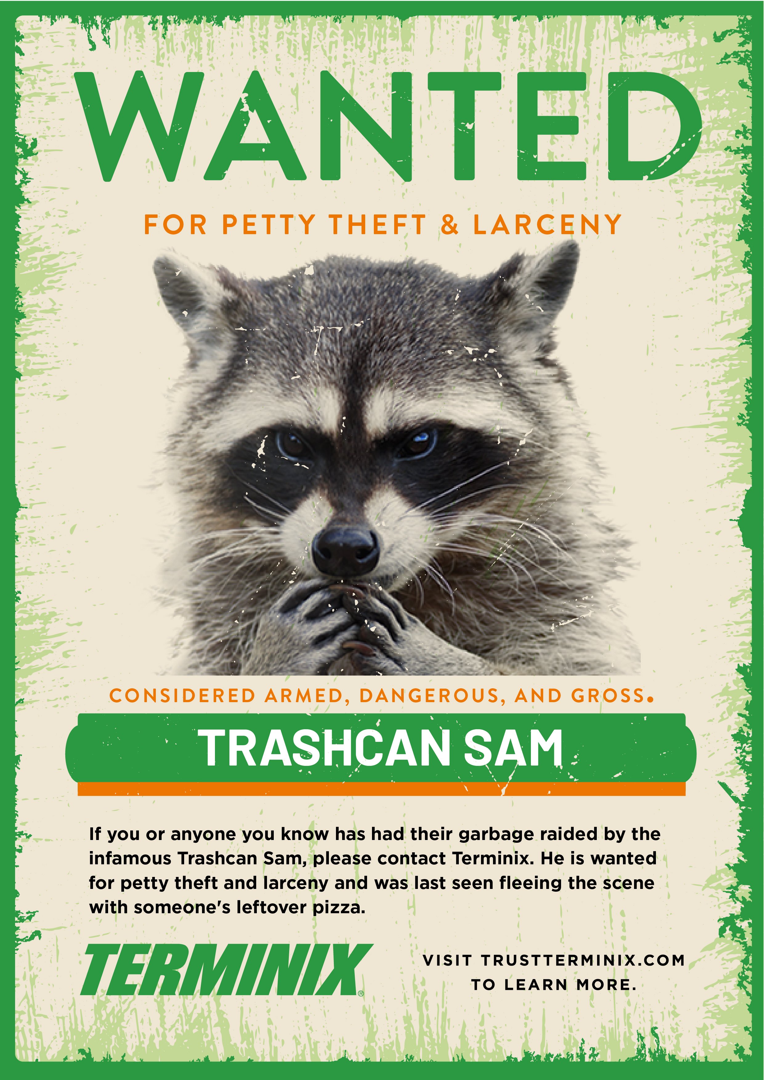 Terminix Wanted — Trashcan Sam